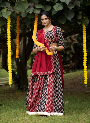 Navratri Black Satira Lehenga Set
