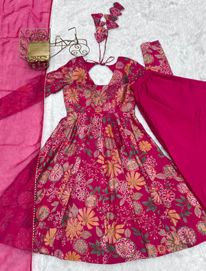 Roman Chanderi Silk Printed Kurta-Palazzo Set – Pink