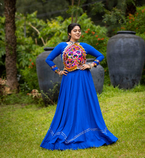 Navratri Royal Blue Star Lehenga Set