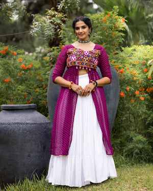 Navratri Wine Kurti Lehenga Set