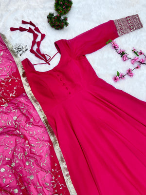 Georgette Embroidered Gown Set – Rani