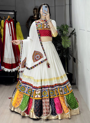 Navratri White Sitara Lehenga Set