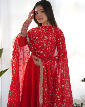Georgette Embroidered Gown Set – Orange