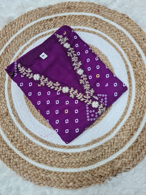 Viscose Embroidered Kurta Pant Dupatta Set – Purple