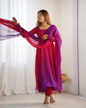 Georgette Designer Anarkali Set – Dark Pink