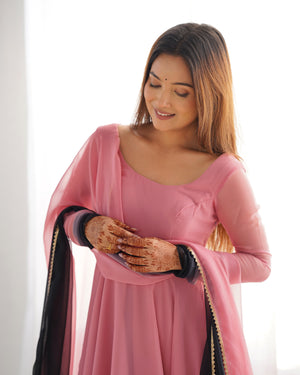 Georgette Designer Anarkali Set – Light Pink