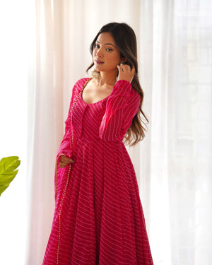 Georgette Printed Anarkali Set – Rani Pink