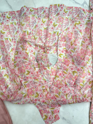 Heavy Orange Chiffon Floral Print Printed Anarkali Set – Pink Floral
