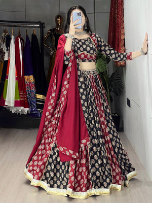Navratri Black Satira Lehenga Set