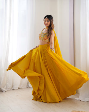 Georgette Designer Lehenga Set – Yellow