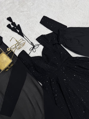 Georgette Embroidered Anarkali Set – Black