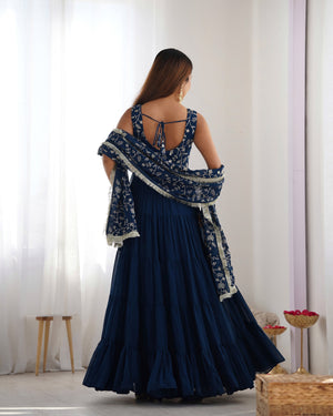 Georgette Embroidered Anarkali Set – Blue