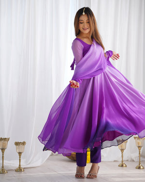 Georgette Designer Anarkali Set – Purple