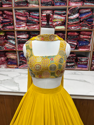 Georgette Designer Lehenga Set – Yellow