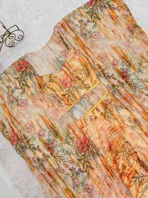 Georgette Printed Kurta-Palazzo Set – Peach Floral