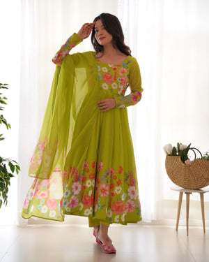 Organza Silk Printed Anarkali Set – Liril