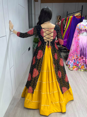 Navratri Mustard Lehenga With Kurti Lehenga Set