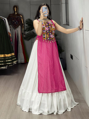 Navratri Rani Pink Kurti Lehenga Set