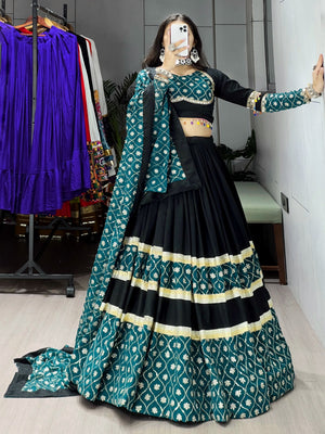 Navratri Black Heavy Embroidery Lehenga Set