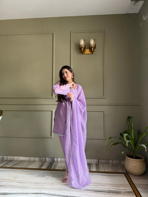 Crunchy Silk Embroidered Farshi Salwar Set – Purple