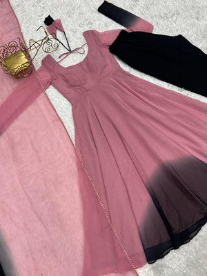 Georgette Designer Anarkali Set – Light Pink