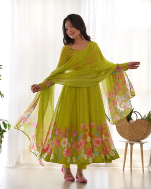 Organza Silk Printed Anarkali Set – Liril