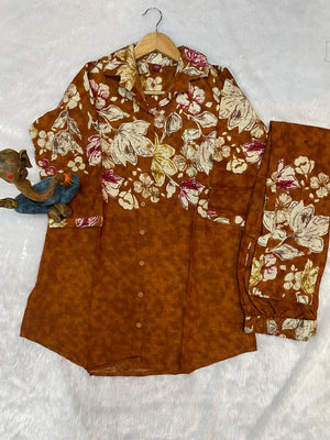 Pure Cotton Printed Co-Ords Set – Orange