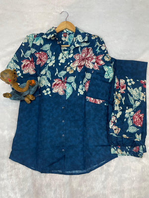 Pure Cotton Printed Co-Ords Set – Blue