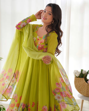 Organza Silk Printed Anarkali Set – Liril