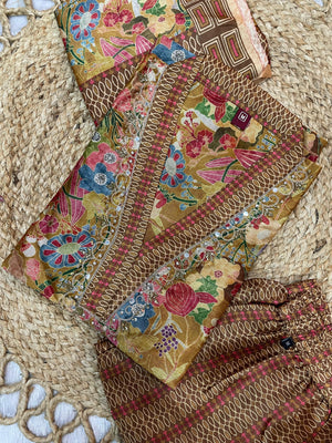 Zarna Silk Embroidered Straight Kurti Set – Cocoa Brown