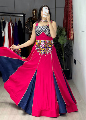 Navratri Navy Blue Sanedo Lehenga Set
