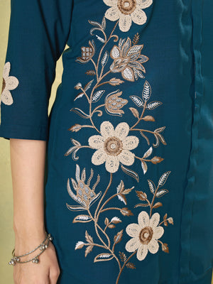 Heavy Rayon Embroidered Co-Ords Set – Morpich Blue