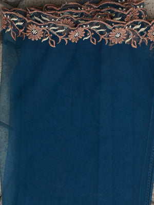 Rayon Slub Embroidered Kurta Pant Dupatta Set – Rama Green