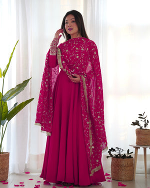 Georgette Embroidered Gown Set – Rani