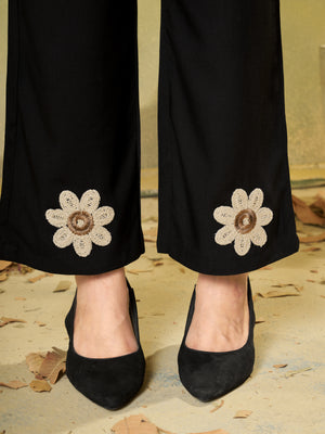 Heavy Rayon Embroidered Co-Ords Set – Black