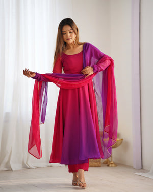 Georgette Designer Anarkali Set – Dark Pink