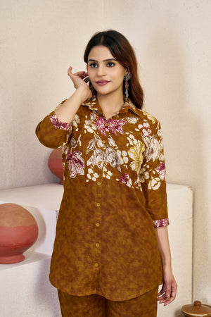 Pure Cotton Printed Co-Ords Set – Orange