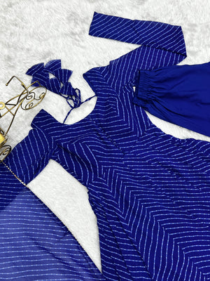 Georgette Printed Anarkali Set – Royal Blue