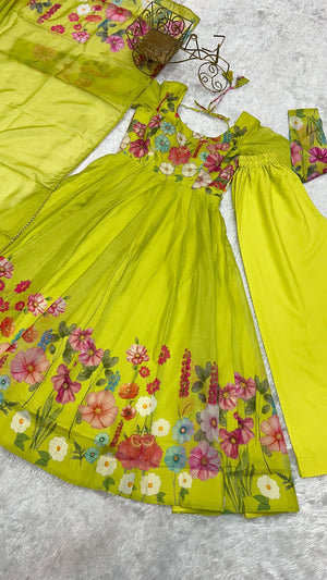 Organza Silk Printed Anarkali Set – Liril