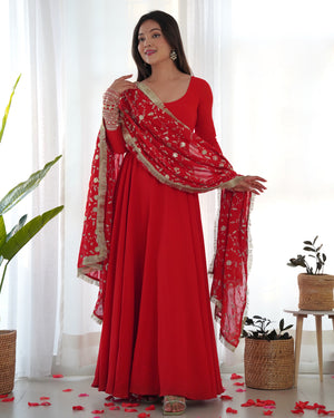 Georgette Embroidered Gown Set – Orange