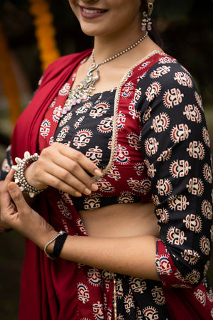 Navratri Black Satira Lehenga Set