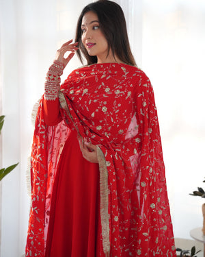 Georgette Embroidered Gown Set – Orange