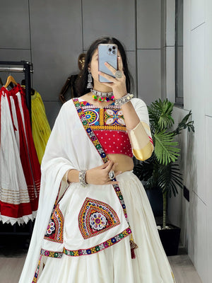 Navratri White Sitara Lehenga Set