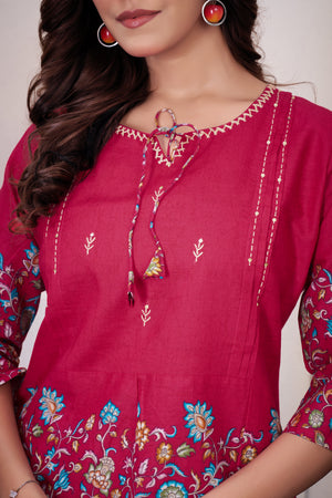 Pure Cotton Printed Co-Ords Set – Pink