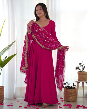 Georgette Embroidered Gown Set – Rani