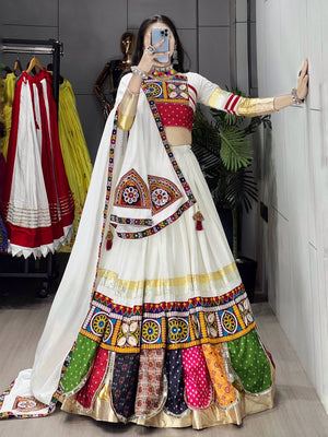 Navratri White Sitara Lehenga Set