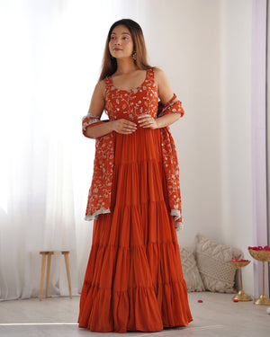 Georgette Embroidered Anarkali Set – Orange