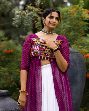 Navratri Wine Kurti Lehenga Set