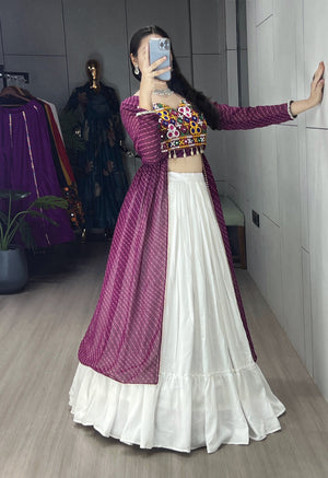 Navratri Wine Kurti Lehenga Set