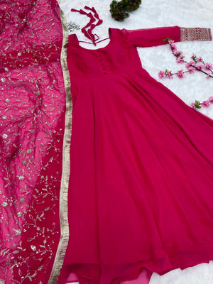 Georgette Embroidered Gown Set – Rani